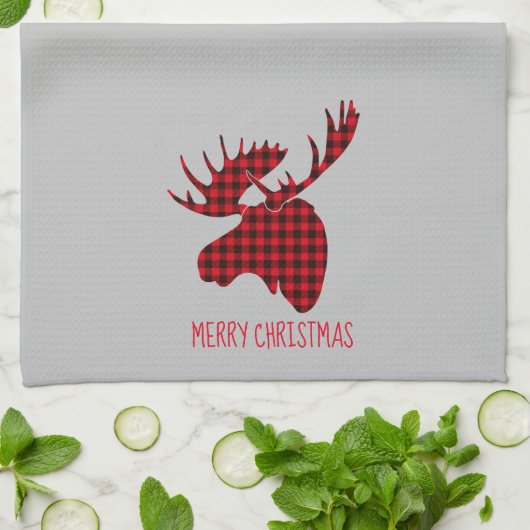 Joyeux Noël Moose Serviette de cuisine (Plié)