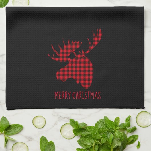 Joyeux Noël Moose Serviette de cuisine (Plié)