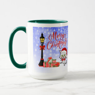 Joyeux Noël Mug Chaton Drôle avec un Chapeau de