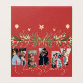 Joyeux Noël Multi Photo Red Gold Carte (Outside Unfolded)