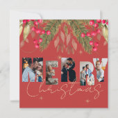 Joyeux Noël Multi Photo Red Gold Carte (Devant)