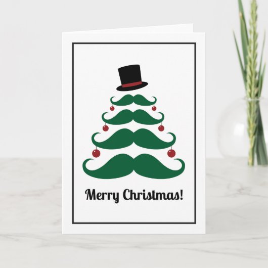 Joyeux Noël Mustache Arbre Carte de vacances (Devant)