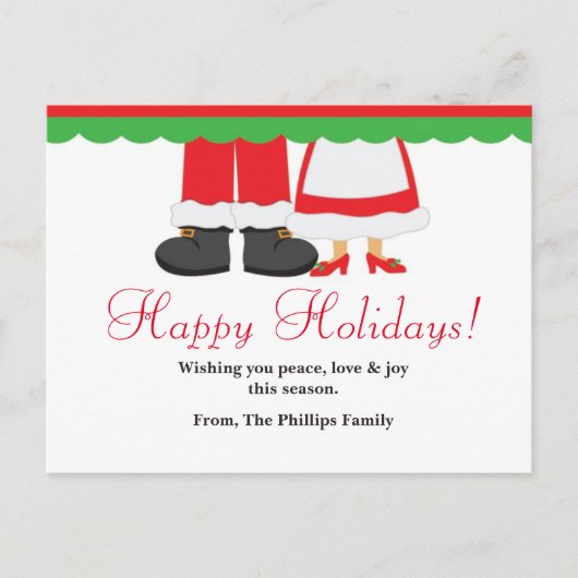 Joyeux Noël Noël Père Noël & Mme Carte postale (Devant)