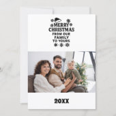 Joyeux Noël noir blanc carte photo moderne (Devant)