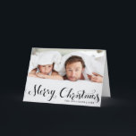 Joyeux Noël noir Carte photo de vacances<br><div class="desc">Carte de vacances personnalisable avec script noir whimsical. Des articles similaires sont disponibles dans mon magasin.</div>