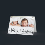 Joyeux Noël noir Carte photo de vacances<br><div class="desc">Carte de vacances personnalisable avec script noir whimsical. Des articles similaires sont disponibles dans mon magasin.</div>