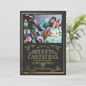 Joyeux Noël Noir Et Or Carte photo (Debout devant)