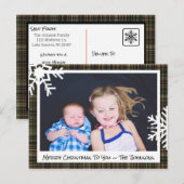 Joyeux Noël Noir Plaid Carte photo de famille (Devant / Derrière)