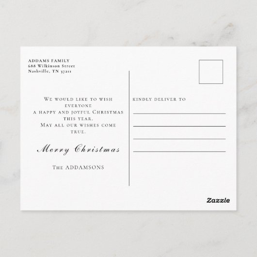 Joyeux Noël Nom de famille Arbre Voeux Carte posta (Dos)