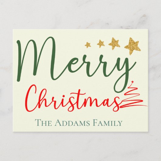 Joyeux Noël Nom de famille Arbre Voeux Carte posta (Devant)