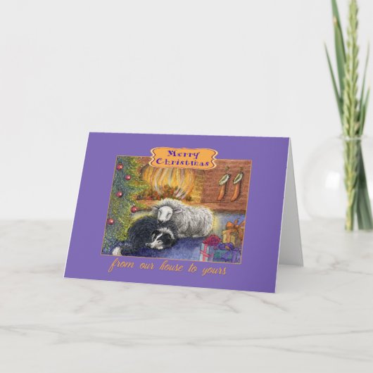 Joyeux Noël notre maison à la vôtre, carte chien (Devant)