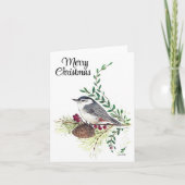 Joyeux Noël Nuthatch Bird Carte de vacances (Devant)