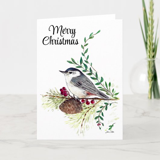 Joyeux Noël Nuthatch Bird Carte de vacances