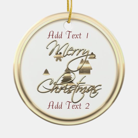 Joyeux Noël Or Ajouter Ornement Texte (Devant)