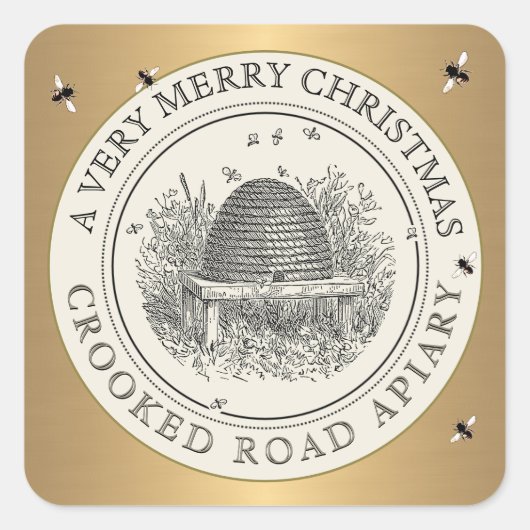 Joyeux Noël or et ivoire Apiary Étiquette (Devant)
