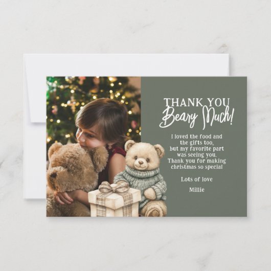 Joyeux Noël Ours Vert Merci (Devant)