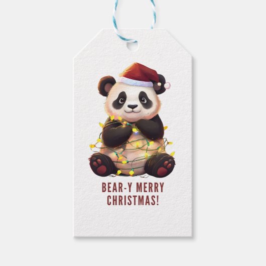Joyeux Noël ourson ! Étiquette cadeau Panda mignon (Devant)