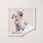 Joyeux Noël Ourson Polaire Mignon Design (Gant de toilette)