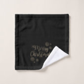 Joyeux Noël Paillettes Faux Or, (Gant de toilette)