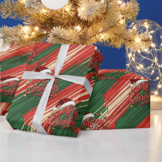 Joyeux Noël Papier Cadeau Motif Rouge Vert