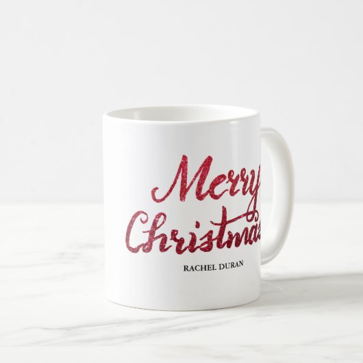 Joyeux Noël parties scintillant brosse script mug (Devant droit)