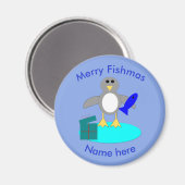 Joyeux Noël Pêche pingouin aimant (Recto/Verso)