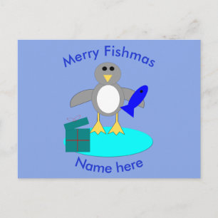 Joyeux Noël Pêche Pingouin Carte postale personnal