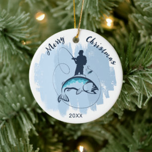 Joyeux Noël Pêcheur Capture Ornement Poisson