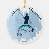 Joyeux Noël Pêcheur Capture Ornement Poisson (Devant)