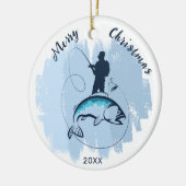 Joyeux Noël Pêcheur Capture Ornement Poisson (Gauche)