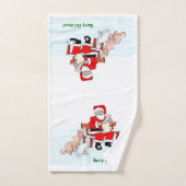 Joyeux Noël! Père Noël avec chat et chien (Serviette à main)