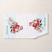 Joyeux Noël! Père Noël avec chat et chien (Serviette à main)