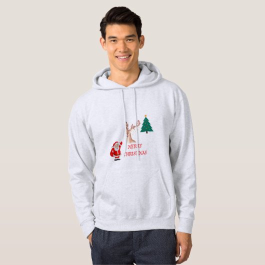 Joyeux Noël, Père Noël, cerfs et sweat - shirt à c (Devant entier)