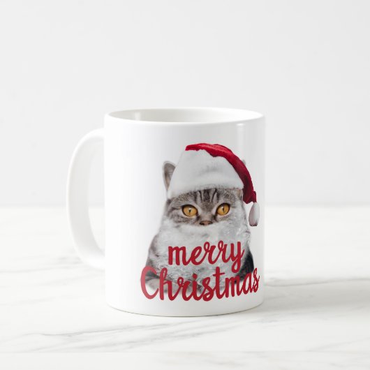 joyeux noël père Noël chat tasse (Devant gauche)