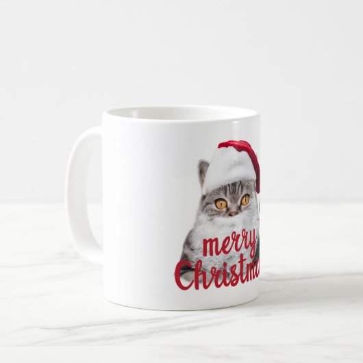 joyeux noël père Noël chat tasse (Devant gauche)