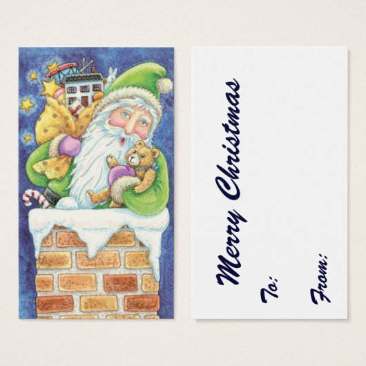 Joyeux Noël, Père Noël dans la cheminée avec des j (Devant & derrière)