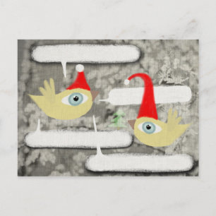 Joyeux noël Père Noël décembre oiseau carte postal