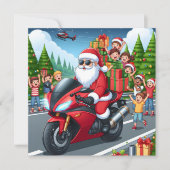 Joyeux Noël Père Noël Motorcycle carte plate (Devant)