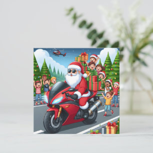 Joyeux Noël Père Noël Motorcycle carte plate