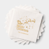 Joyeux Noël Père Noël Reindeer Gold Foil serviette (Insitu (empilé))