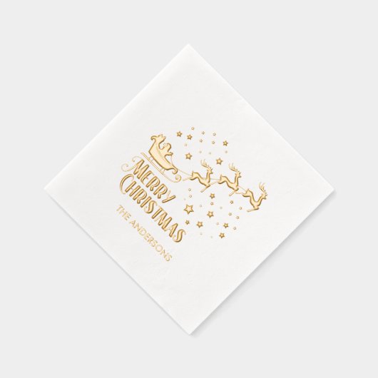 Joyeux Noël Père Noël Reindeer Gold Foil serviette (Droite)
