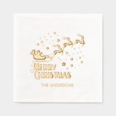 Joyeux Noël Père Noël Reindeer Gold Foil serviette (Recto)