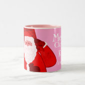 Joyeux Noël Père Noël rouge/rose filles mug (Centre)