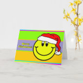 Joyeux Noël Père Noël Smiling Visage Carte de voeu (Fleur jaune)