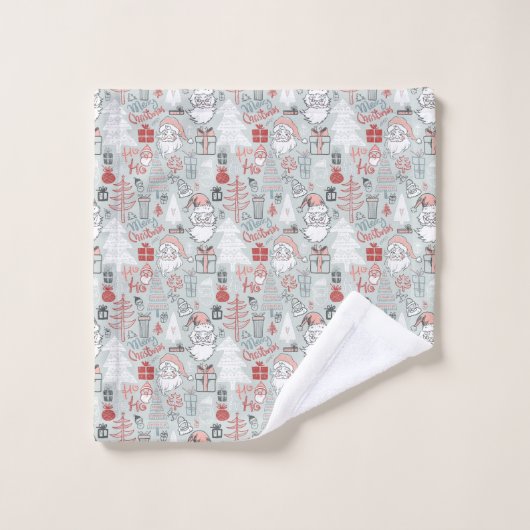 Joyeux Noël Père Noël Tree Main Drawn Motif Sage (Gant de toilette)