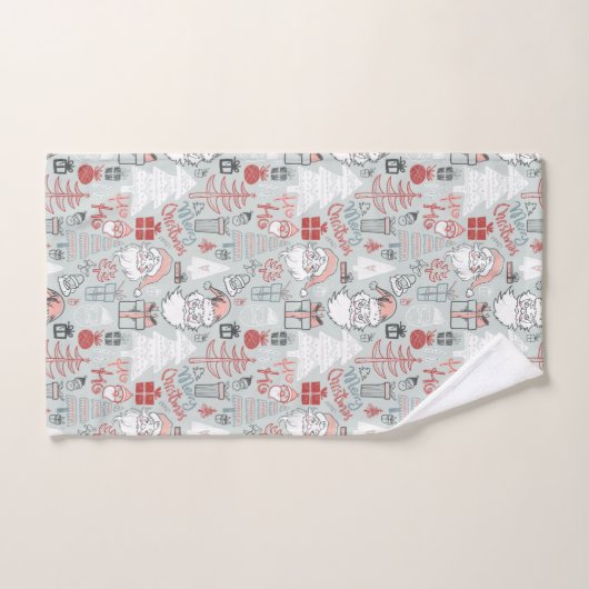Joyeux Noël Père Noël Tree Main Drawn Motif Sage (Serviette à main)