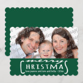 Joyeux Noël Personnalisé Carte photo Vert (Devant / Derrière)