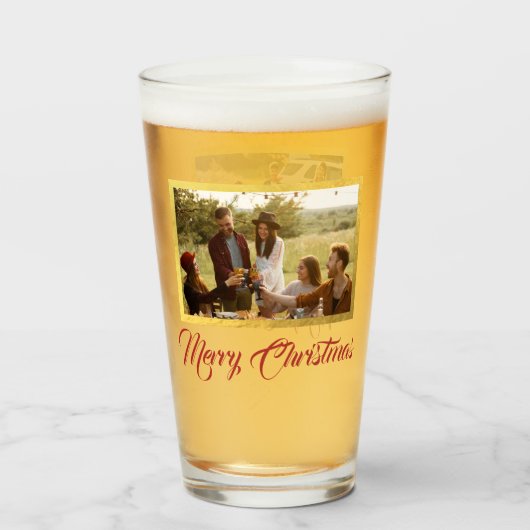 Joyeux Noël personnalisé verre à pinte (Devant (rempli))