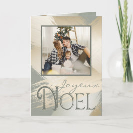 Joyeux Noel Photo Card Modern Gold Paint Strokes Kaart