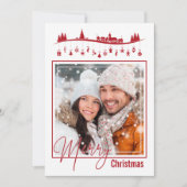 Joyeux Noël Photo Collage de style rouge Carte (Devant)